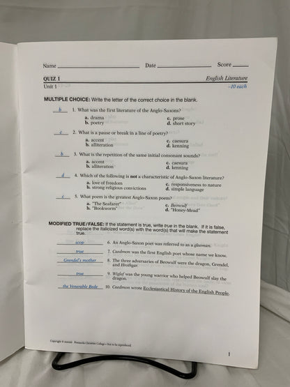 Abeka English 12 Parent Kit