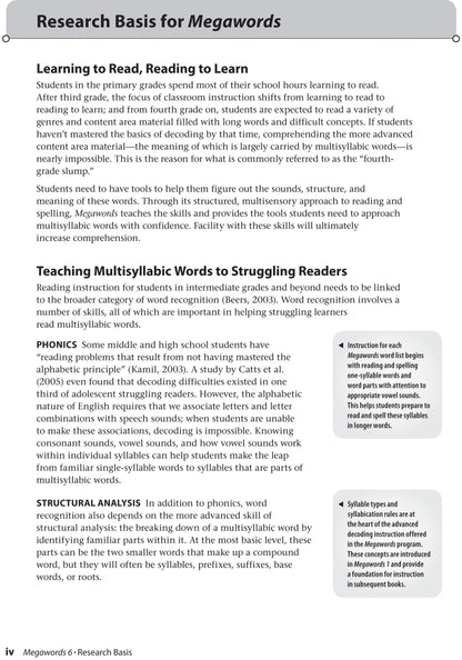 Megawords 6 Teacher's Guide 2nd Edition (Grades 4-12)