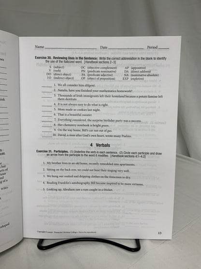 Abeka Workbook V for Handbook of Grammar & Composition (4th Ed.) Set of 4