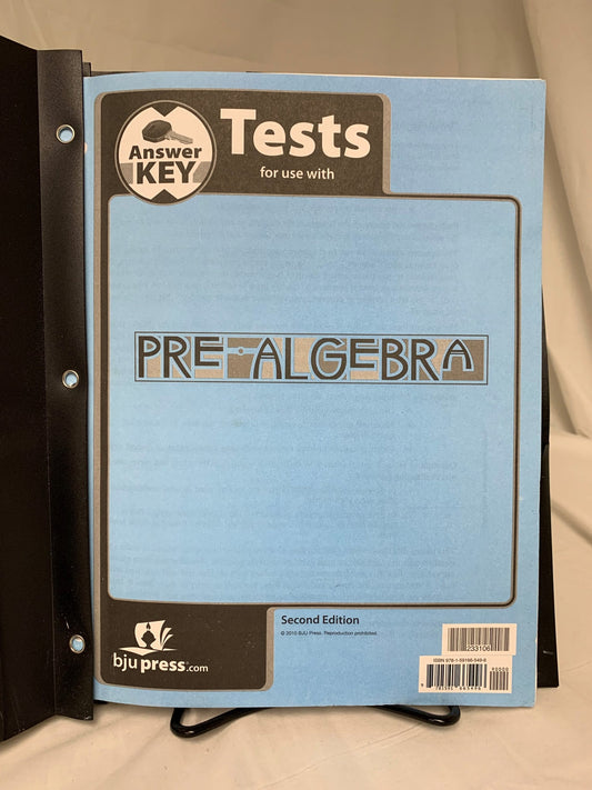 BJU Pre-Algebra (2nd Ed.) Tests Answer Key