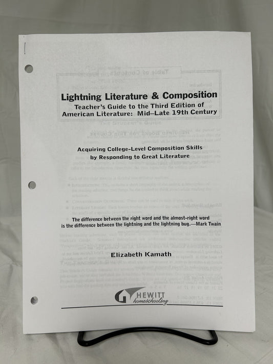 Lightning Lit & Comp: Mid-Late 19th Century American Literature (3rd Ed.) Teacher's Guide