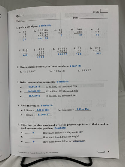 Abeka Arithmetic 4 (4th Ed.) Set of 2