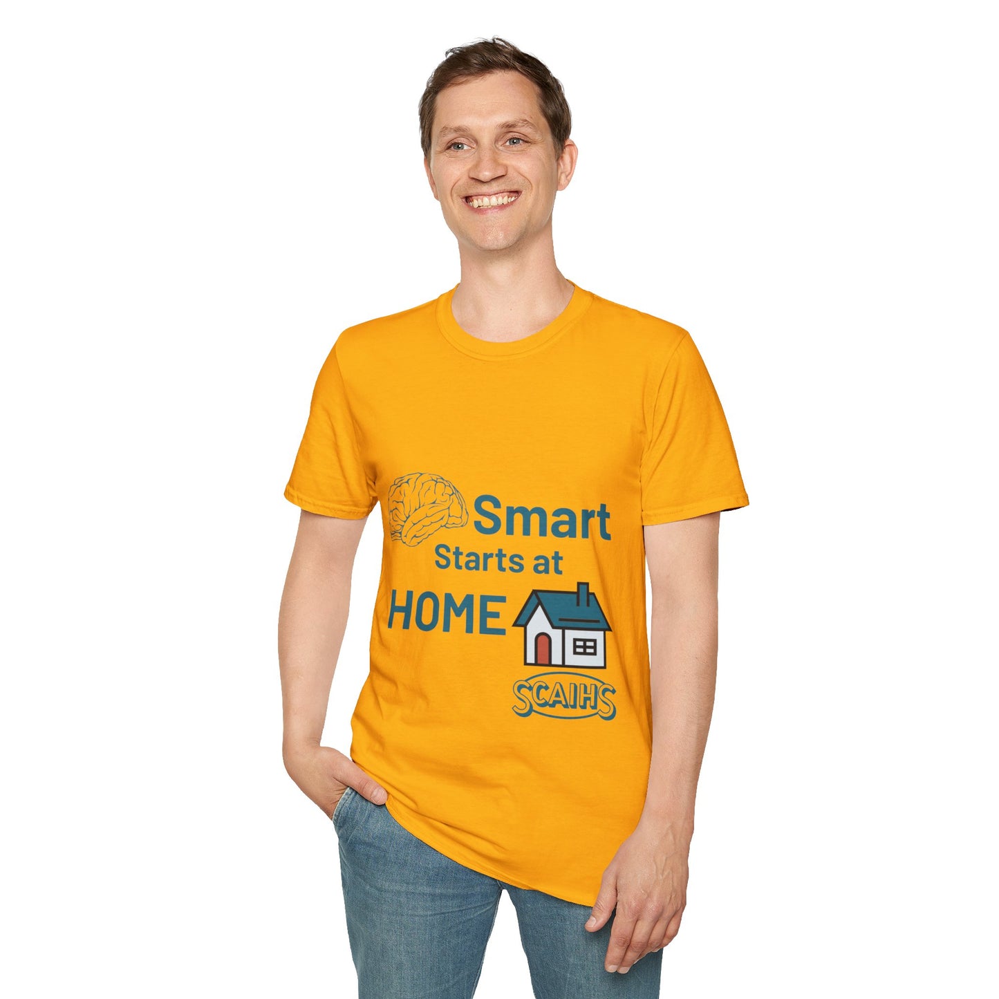 Smart Starts at Home T-Shirt, Motivational Tee, Gift for Educators, Adult Unisex Casual Top, Home Schooling Apparel, Yellow Graphic Shirt