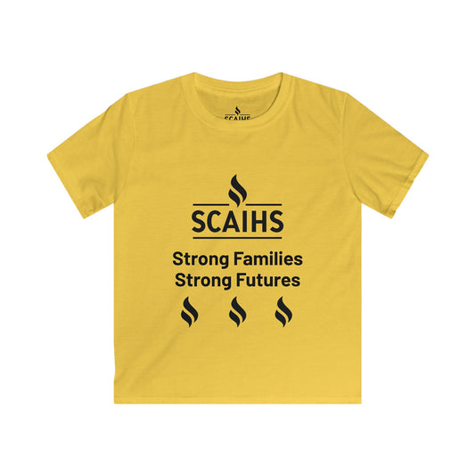 Kids Softstyle Tee - 'Strong Families Strong Futures' - Youth T-Shirt, Family Values Shirt, Kids Apparel, Gift for Kids, Yellow Tee