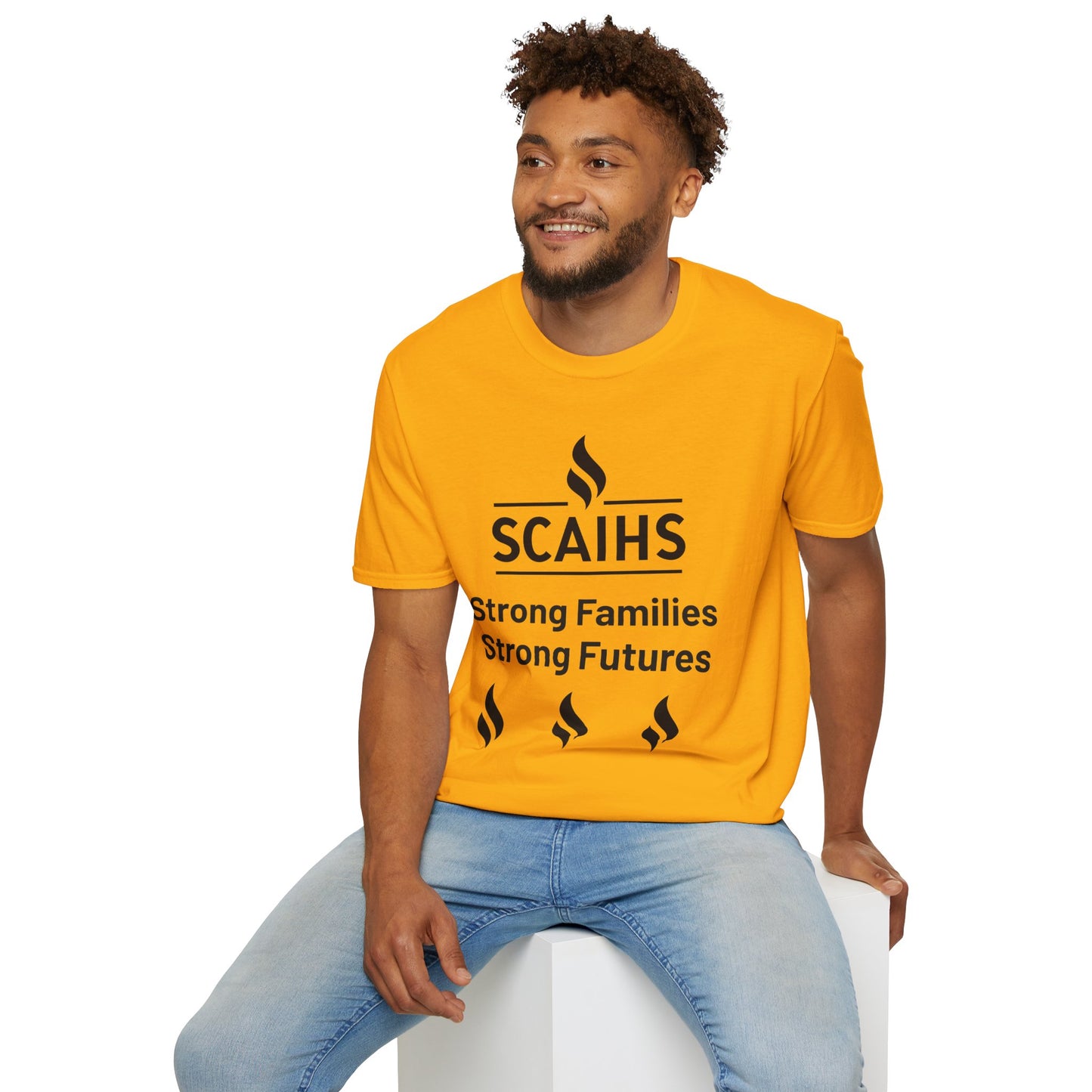 Strong Families, Strong Futures Adult Unisex T-Shirt (Gold)