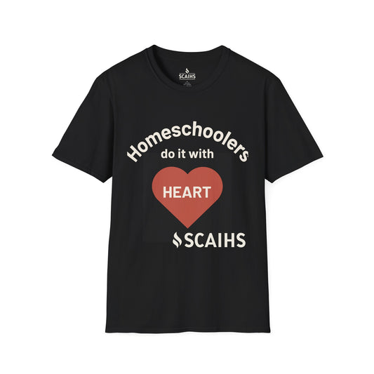 Homeschool Heart T-Shirt, Unisex Adult Tee, Gift for Homeschool Families, Comfortable Cotton Shirt, Education Support Apparel