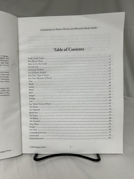 Introduction to Poetry: Forms and Elements Study Guide