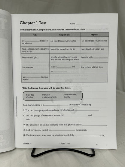 BJU Science 3 (4th Ed.) Tests