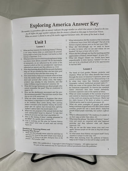 Exploring America (2014) Answer Key