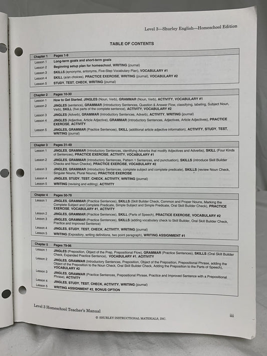 Shurley English Level 3 Teacher's Manual