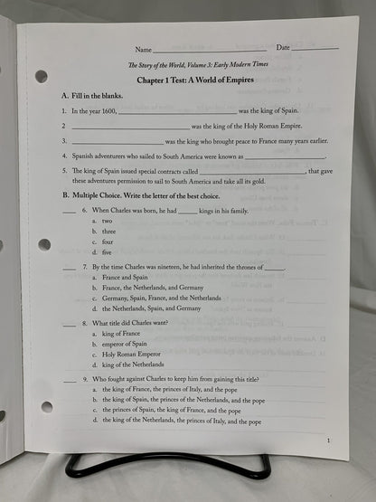 The Story of the World Volume 3 Tests and Answer Key