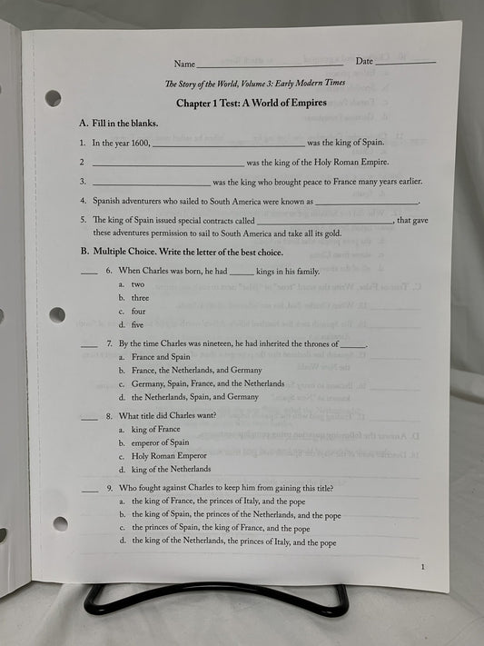 The Story of the World Volume 3 Tests and Answer Key