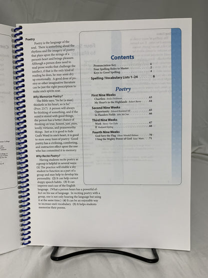 Abeka Vocabulary Spelling Poetry I (5th Ed.) Teacher Key