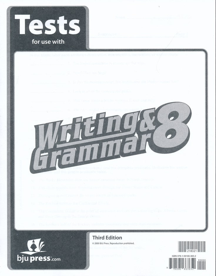 Writing & Grammar 8 Tests (3rd ed.)