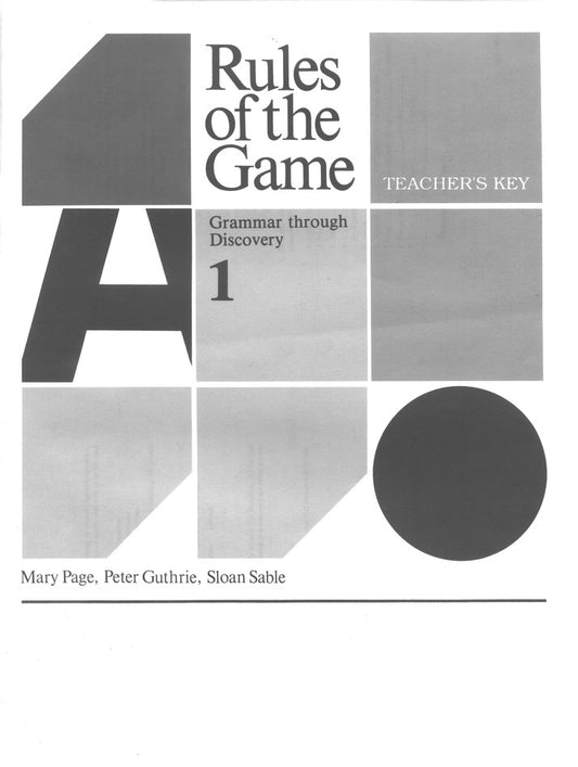 Rules of the Game 1 - Answer Key (Grades 5-6)
