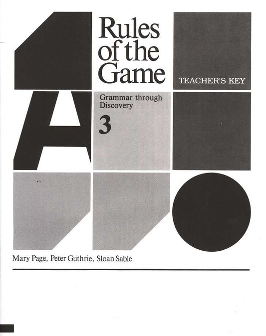 Rules of the Game 3 - Answer Key (Grades 9-10)