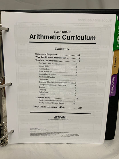 Abeka Sixth Grade Curriculum (6th Ed.) Lesson Plans