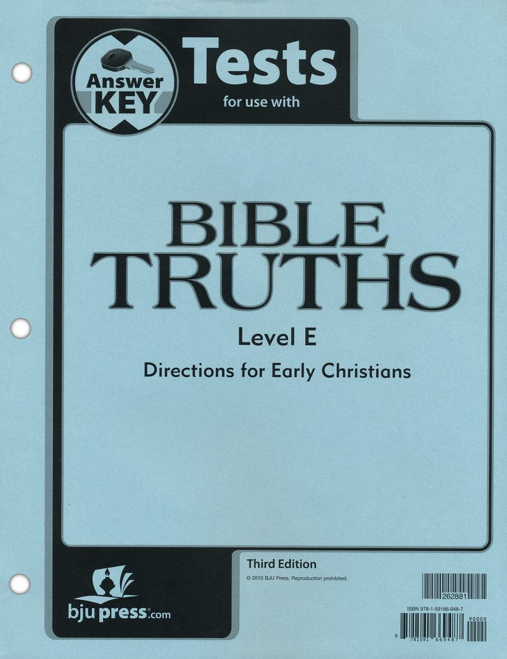 Bible Truths Level E Tests Answer Key (3rd ed.)