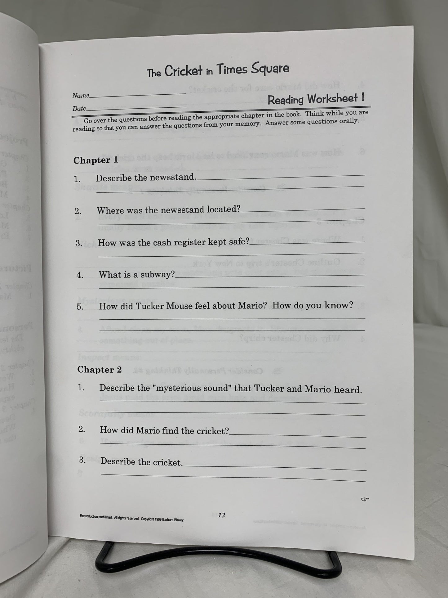 The Cricket in Times Square Student Study Guide
