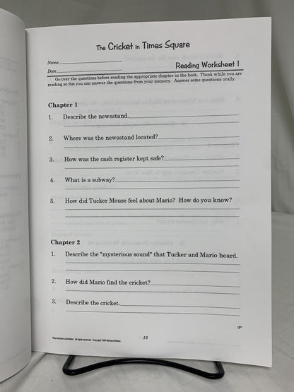 The Cricket in Times Square Student Study Guide