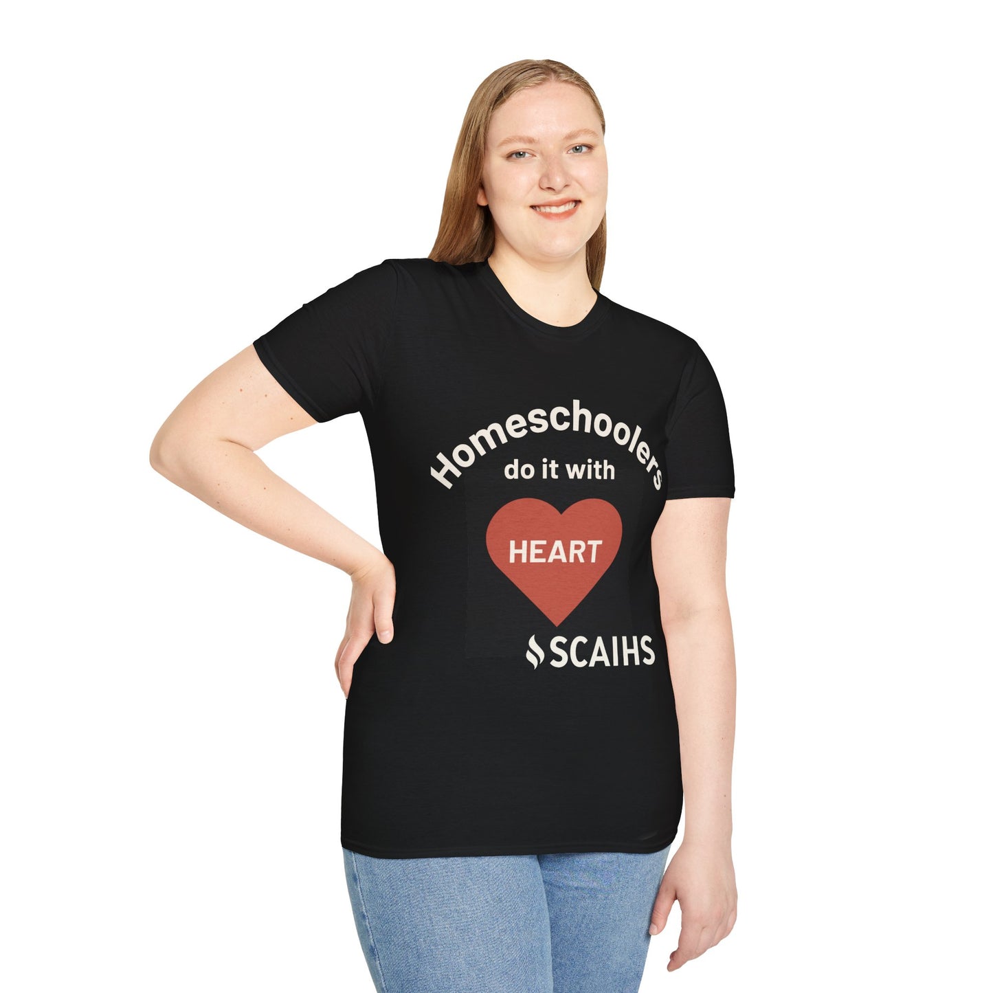 Homeschool Heart T-Shirt, Unisex Adult Tee, Gift for Homeschool Families, Comfortable Cotton Shirt, Education Support Apparel