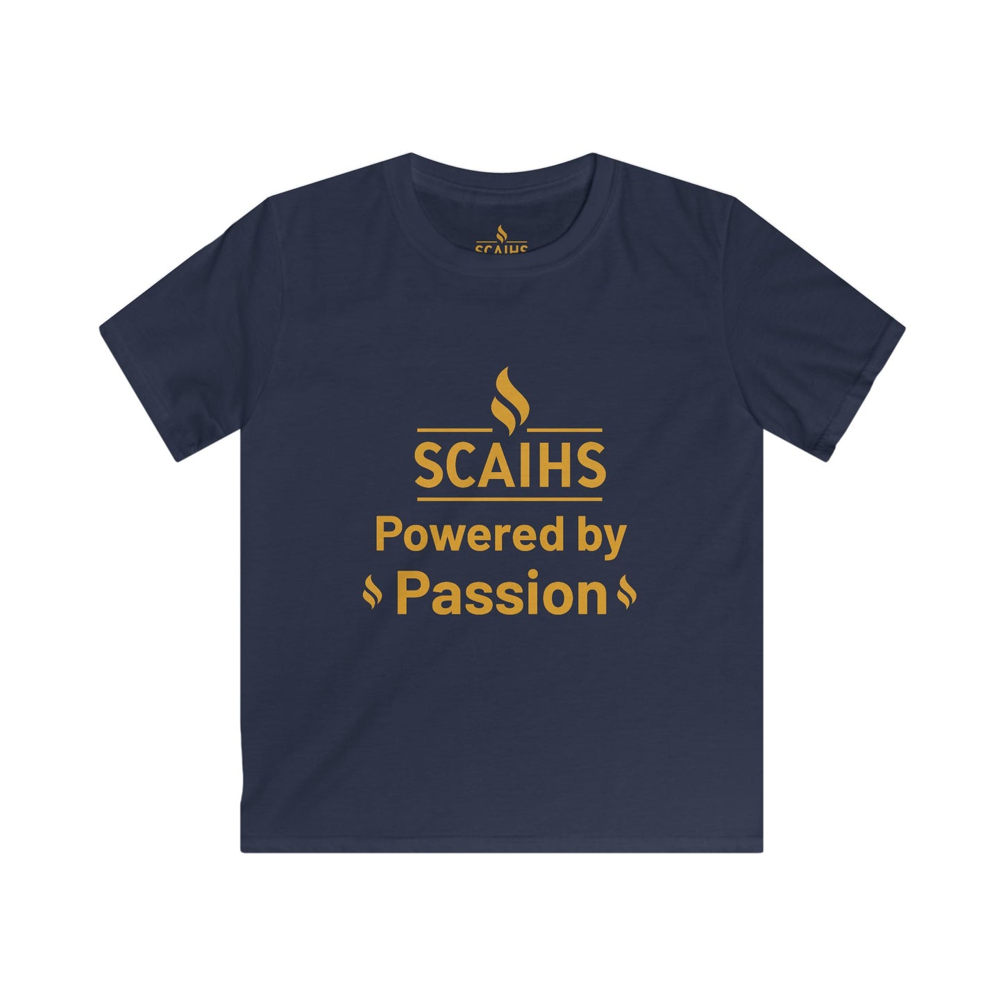 Kids Softstyle Tee - 'Powered by Passion' - Youth T-Shirt, Family Values Shirt, Kids Apparel, Gift for Kids, Yellow Tee