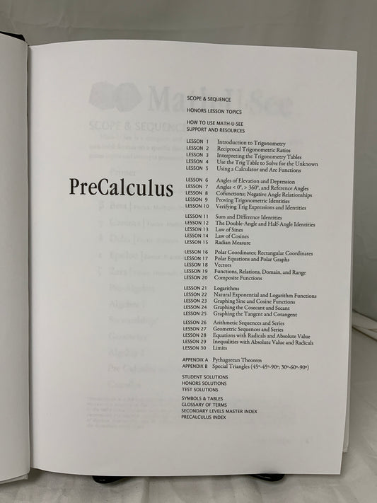 Math-U-See PreCalculus Instruction Manual