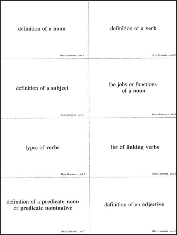 Step-by-Step Grammar Study Cards