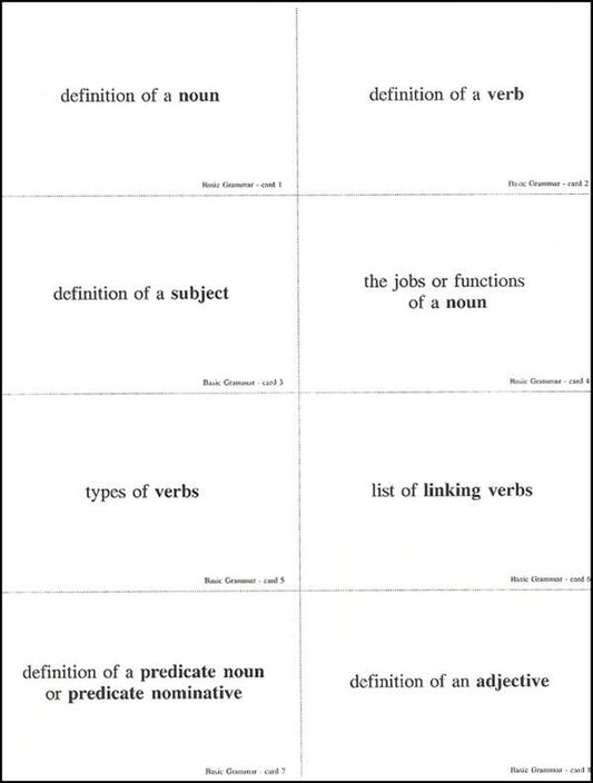 Step-by-Step Grammar Study Cards