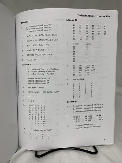 Horizons Math Teacher's Guide Grade 4