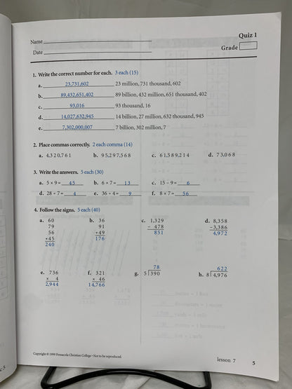 Abeka Arithmetic 5 (3rd Ed.) Set of 2