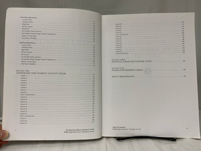 All American History Volume 1 Teacher's Guide & Answer Key