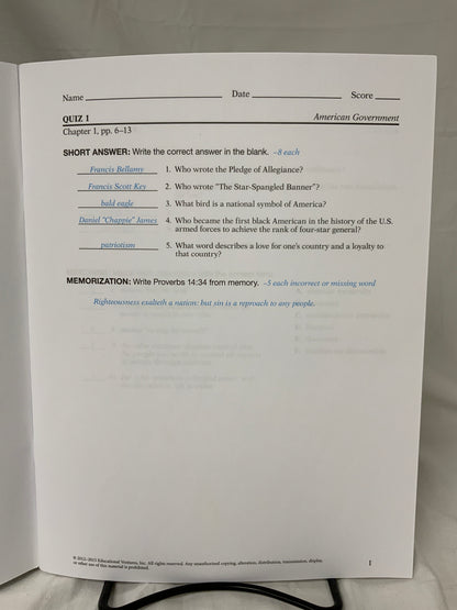 Abeka American Government (3rd Ed.) Set of 4