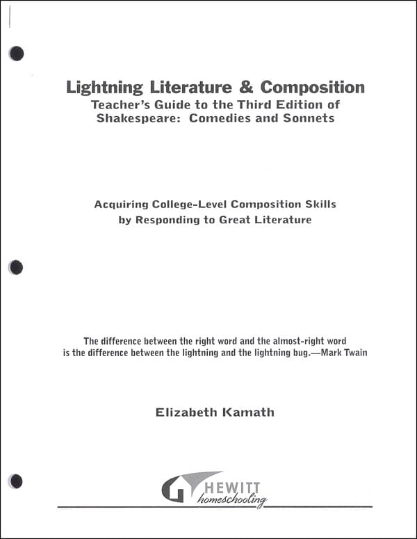 Lightning Lit – Shakespeare Comedies & Sonnets Teacher Guide (3rd Ed.)