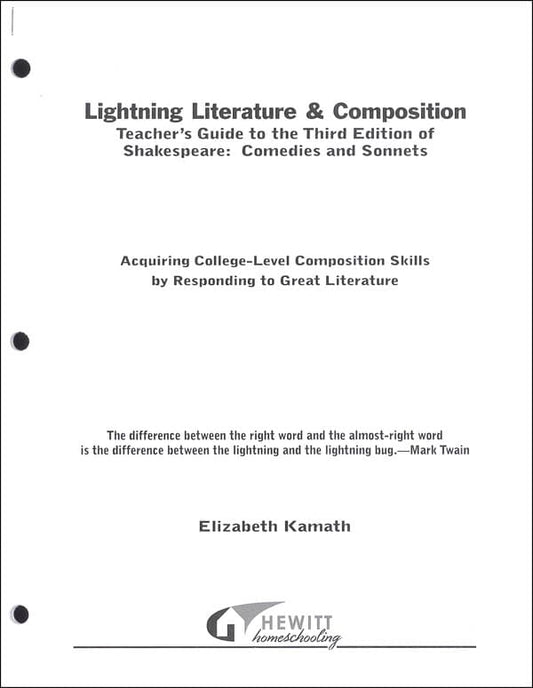 Lightning Lit – Shakespeare Comedies & Sonnets Teacher Guide (3rd Ed.)