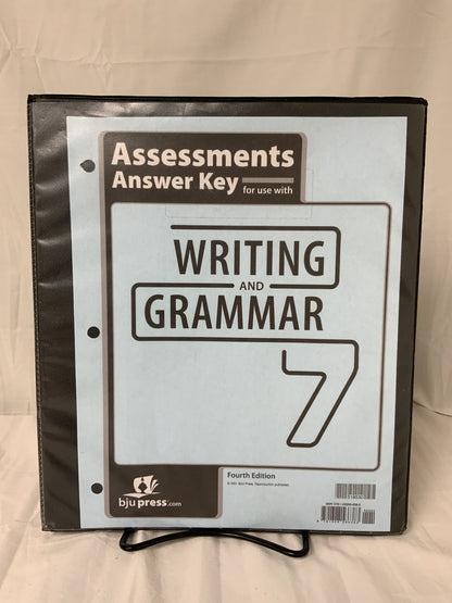 BJU Writing and Grammar 7 (4th Ed.) Assessments Answer Key
