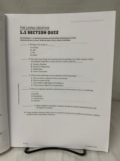BJU Biology (6th Ed.) Assessments