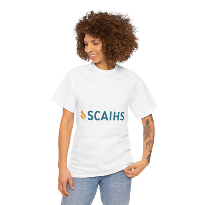 Unisex Heavy Cotton Tee with SCAIHS Logo - Comfortable Casual Wear, Gift for Students, Cool Tee for Events, Everyday Stylish Shirt