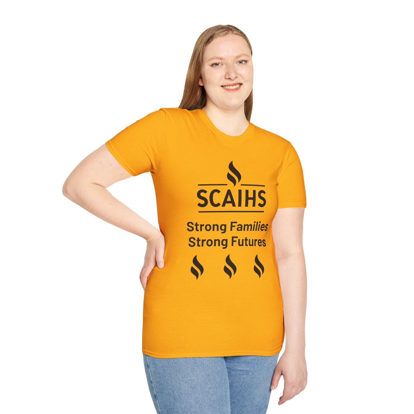 Strong Families, Strong Futures Adult Unisex T-Shirt (Gold)