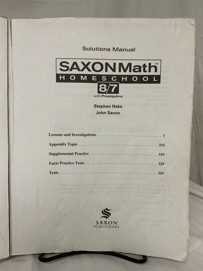 Saxon Math 8/7 Homeschool (3rd Ed.) Set of 3