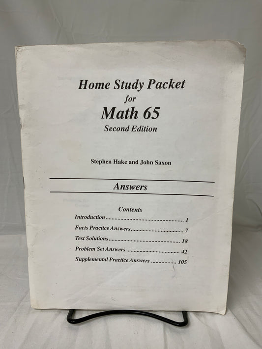 Saxon Math 65 (2nd Ed.) Home Study Packet