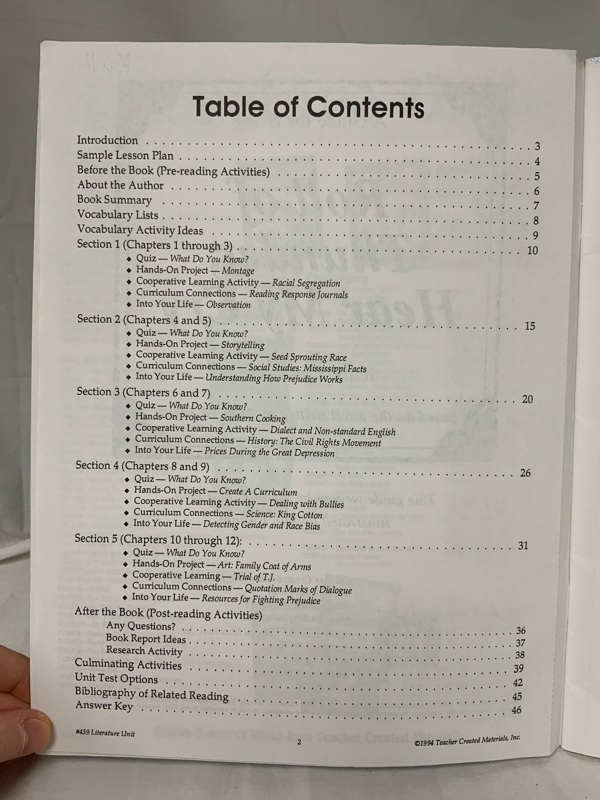 A Guide for Using Roll of Thunder, Hear My Cry in the Classroom