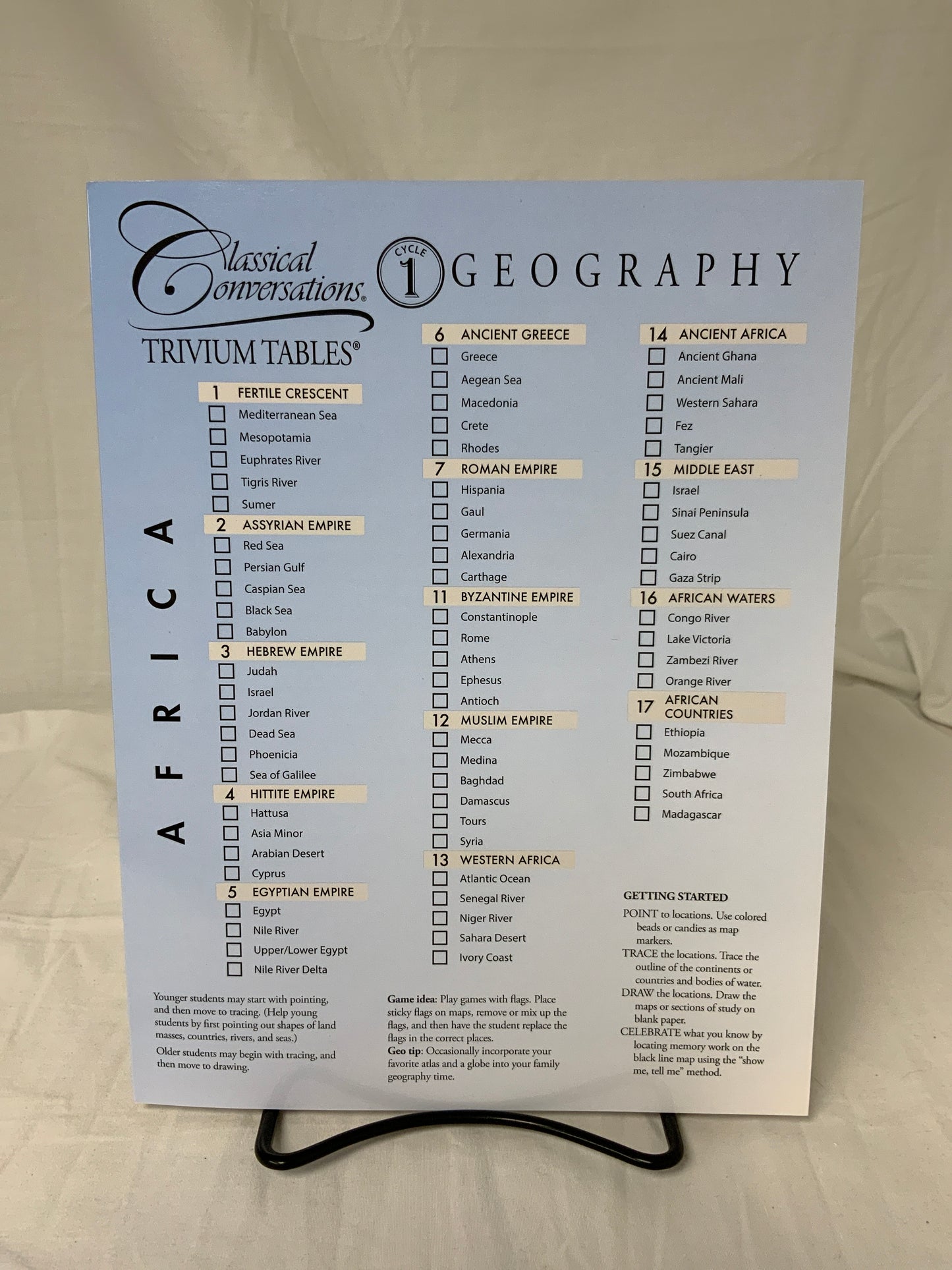 Classical Conversations Trivium Tables: Cycle 1 Geography