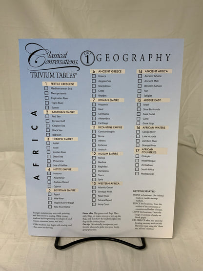 Classical Conversations Trivium Tables: Cycle 1 Geography