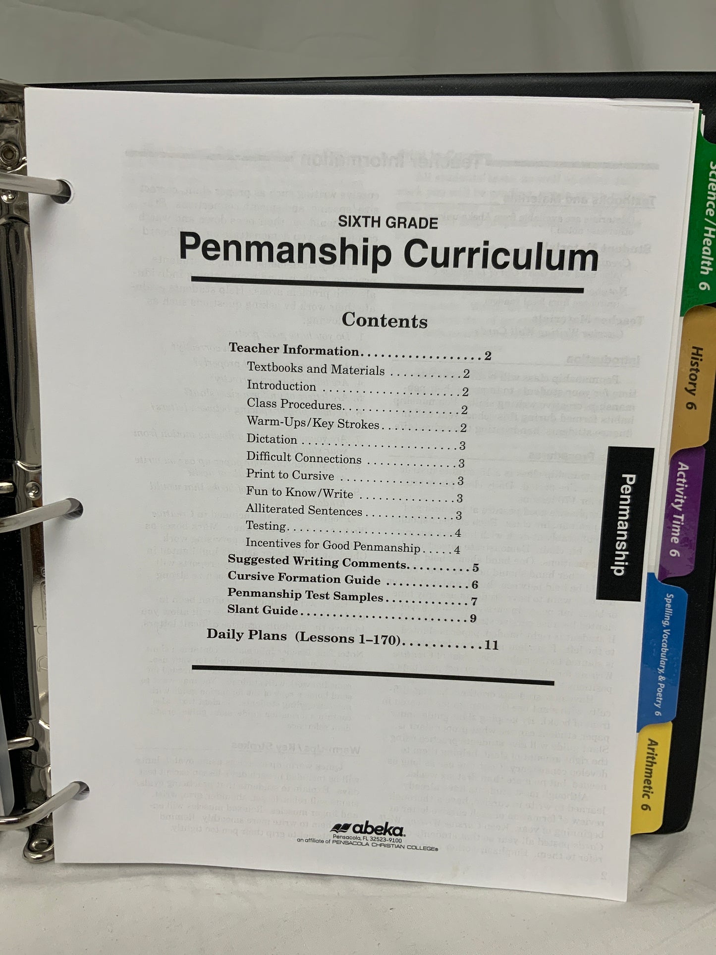 Abeka Sixth Grade Curriculum (6th Ed.) Lesson Plans