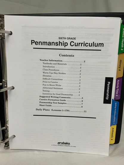 Abeka Sixth Grade Curriculum (6th Ed.) Lesson Plans
