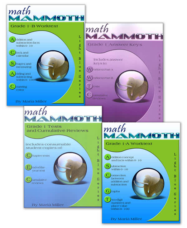 Math Mammoth Grade 1 Package Light Blue Series (Color Version)