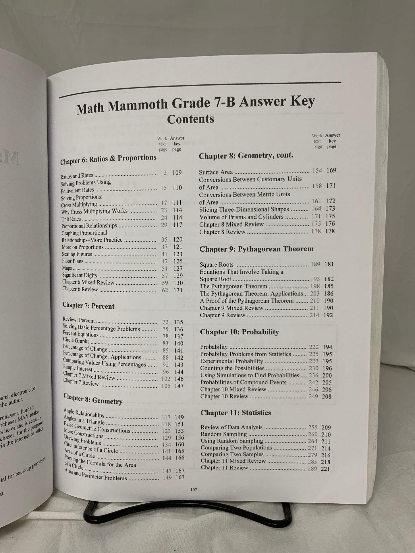 Math Mammoth Grade 7 Answer Keys (2014 Edition, Black & White)