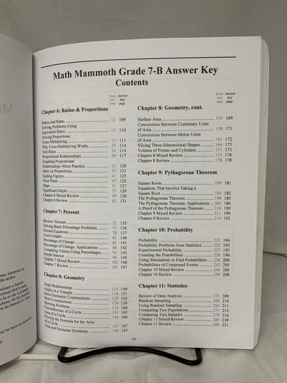 Math Mammoth Grade 7 Answer Keys (2014 Edition, Black & White)