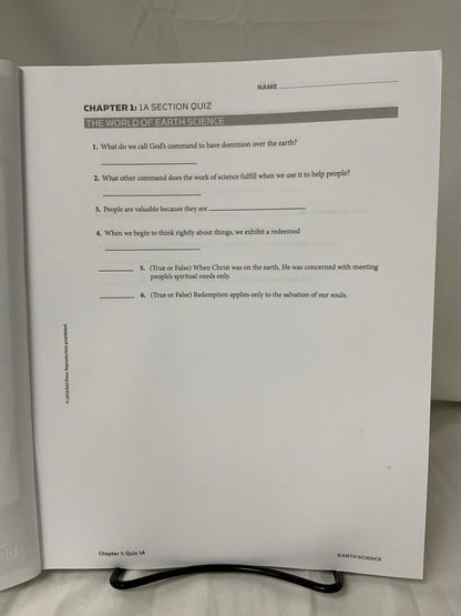 BJU Earth Science (5th Ed.) Assessments
